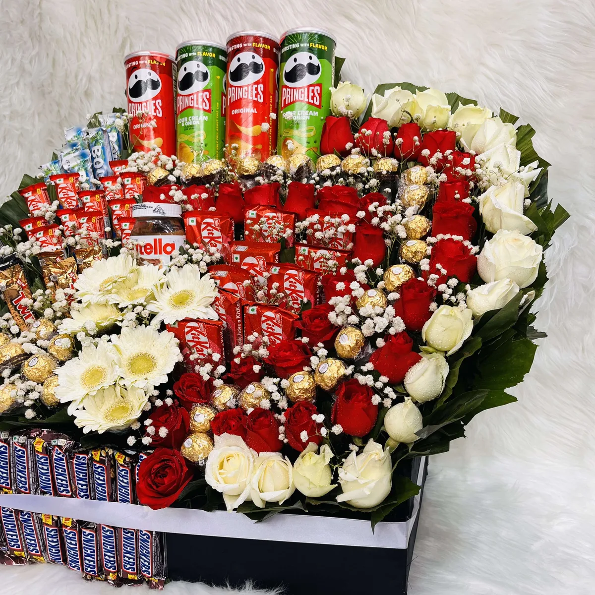 Ultimate Snacks, Mix Chocolate, and Flower Hamper Box