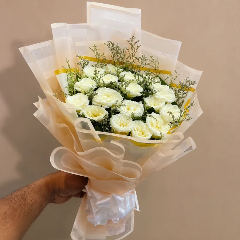 Ivory Elegance White Rose Bouquet
