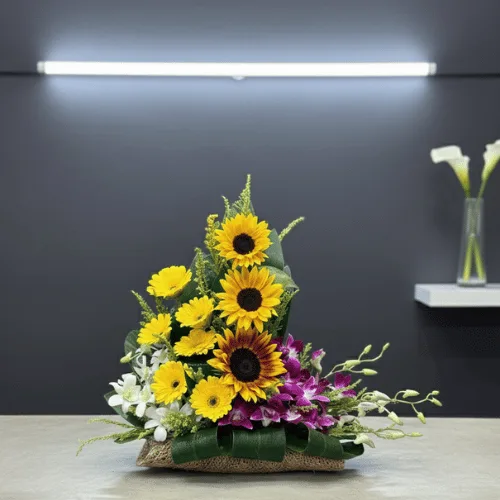 Premium Sunflower Basket Arrangement – Elegant Gift Bouquet