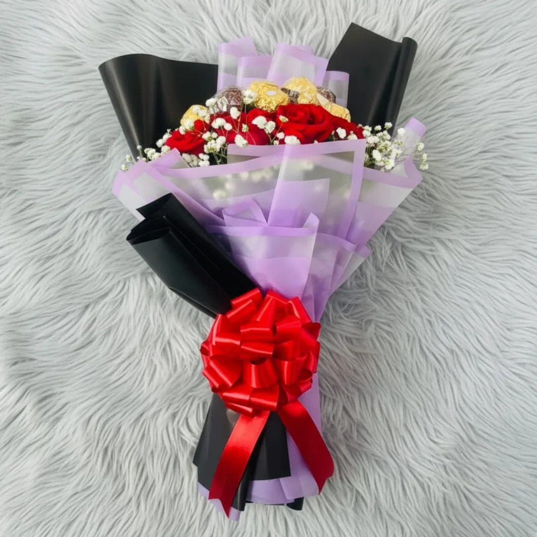 Ferrero Rocher Chocolate and Rose Heart-Melting Bouquet