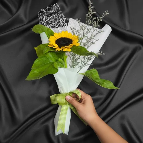 The Solitary Ray Single Sunflower Hand Bouquet