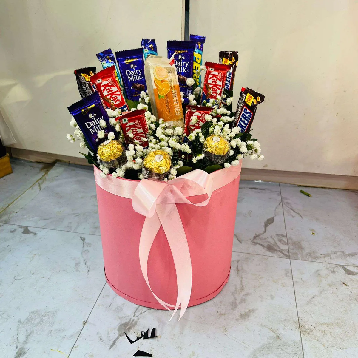 The Celebration Lift Personalized Balloon, Rose & Chocolate Bucket Combo