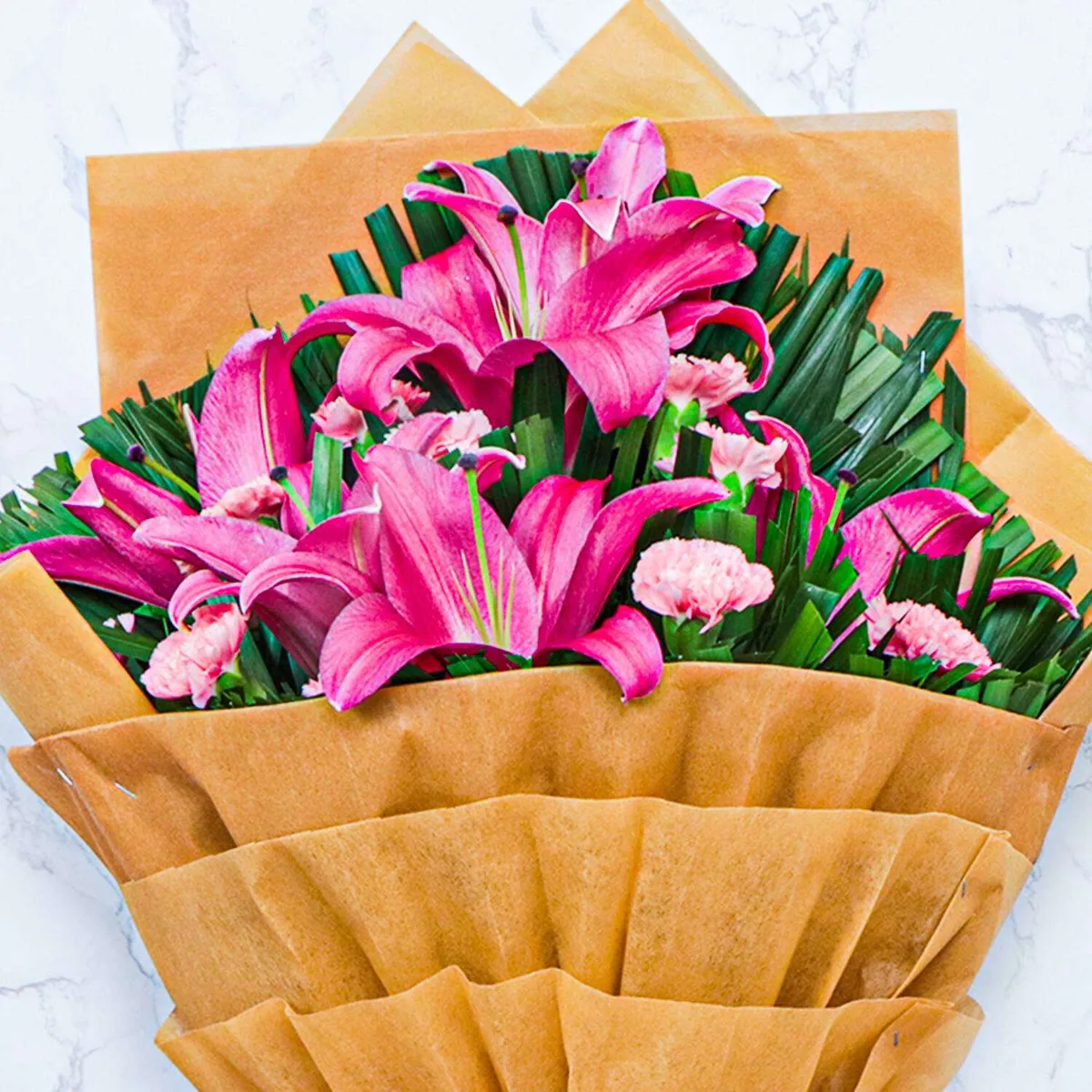 Charming Pink Lily & Carnation Bouquet