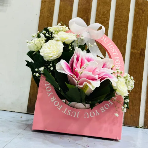 The "Just For You" Elegance Pink Lily & White Rose Mix Gift Box