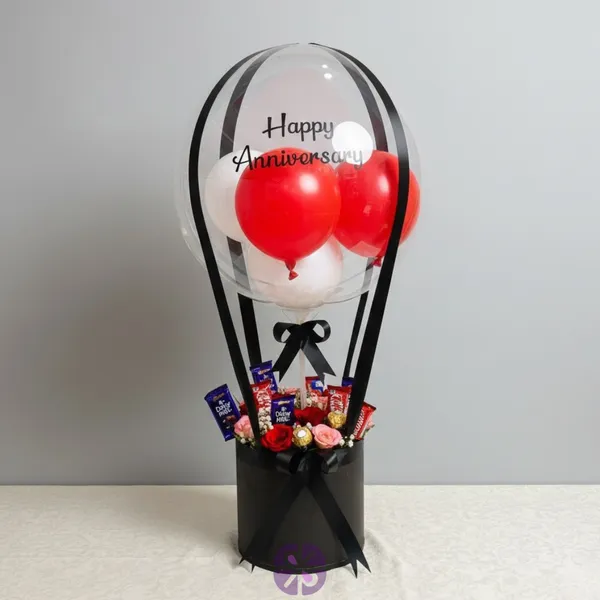 Luxury Float Hot Air Balloon Chocolate & Rose Bouquet