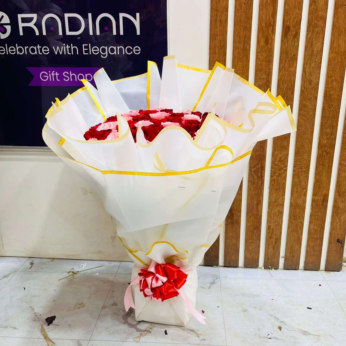 Grand Elegance Premium Red & Pink Rose Standing Bouquet