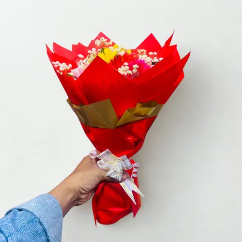 Vibrant Gerbera Burst Multi-Color Bloom Bouquet
