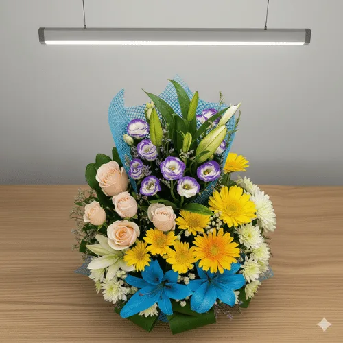 Premium Mixed Flower Basket Arrangement – Elegant Gift Bouquet