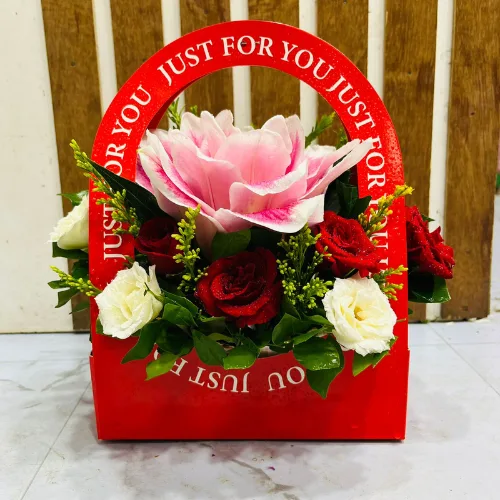 The Heartfelt Harmony Red Box Mixed Rose & Lily Arrangement