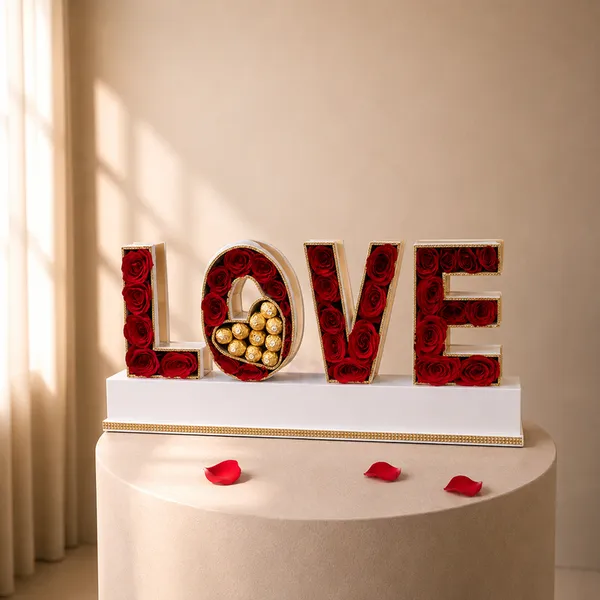 The "L O V E" Grandeur Signature Rose & Ferrero Statement Gift Box