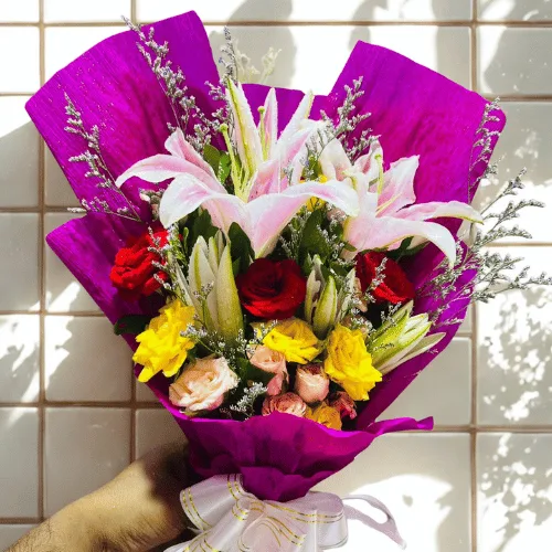 Vivid Romance Lily & Rose Bouquet