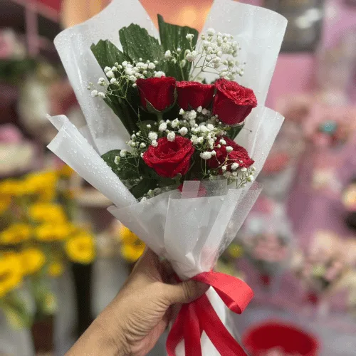 A Simple Red Rose Bouquet