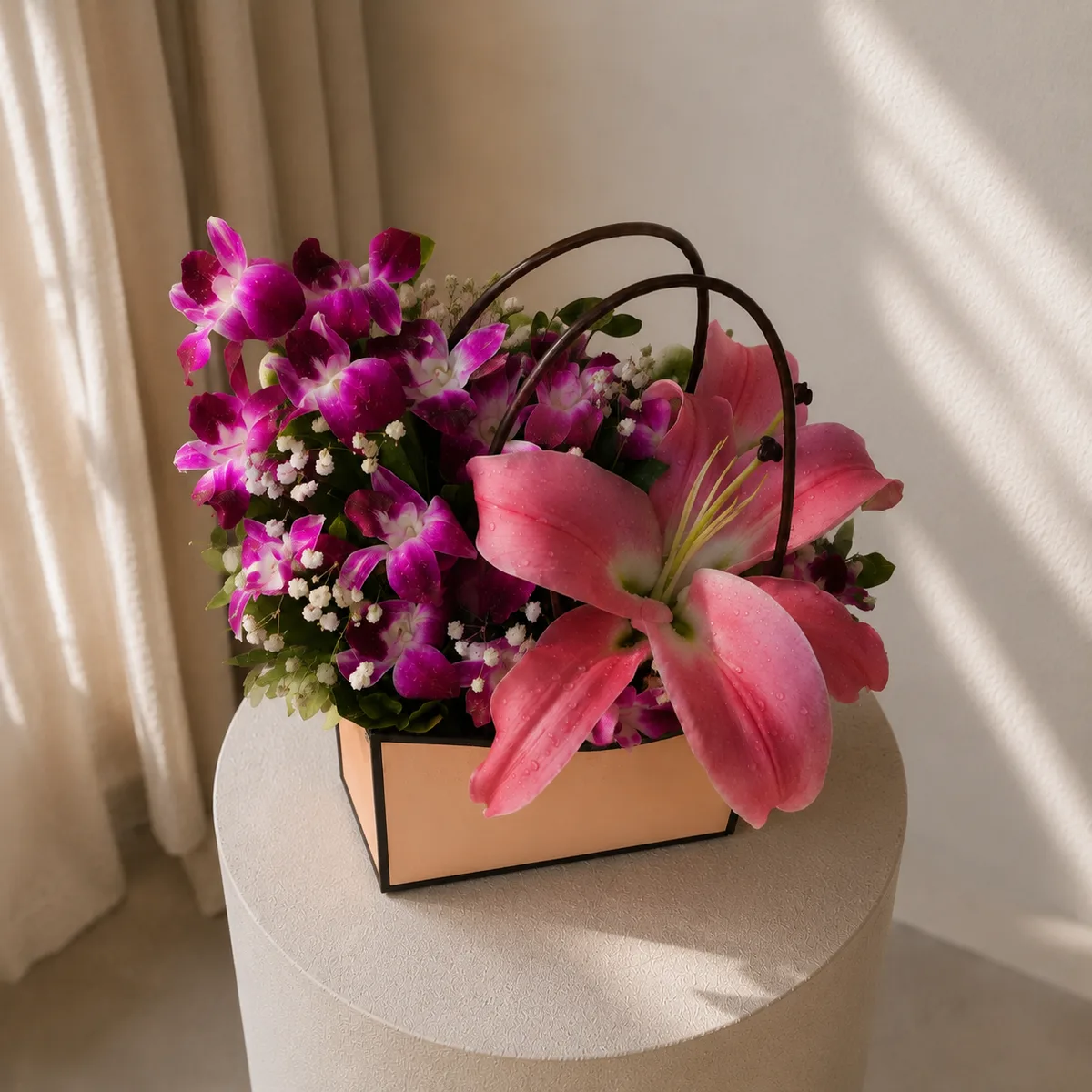 Exotic Pink Lily & Purple Orchid Premium Gift Bag