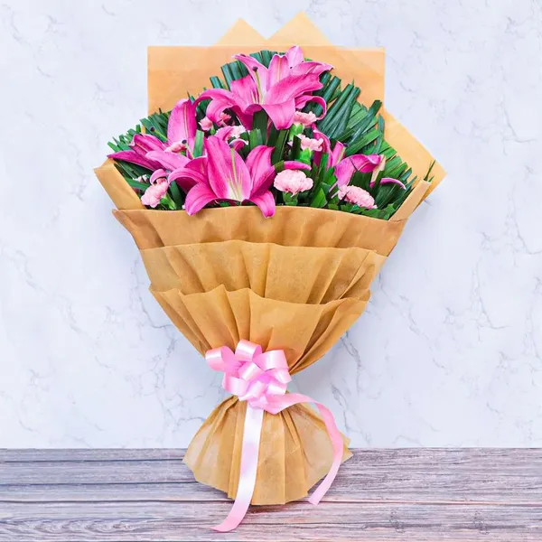 Charming Pink Lily & Carnation Bouquet