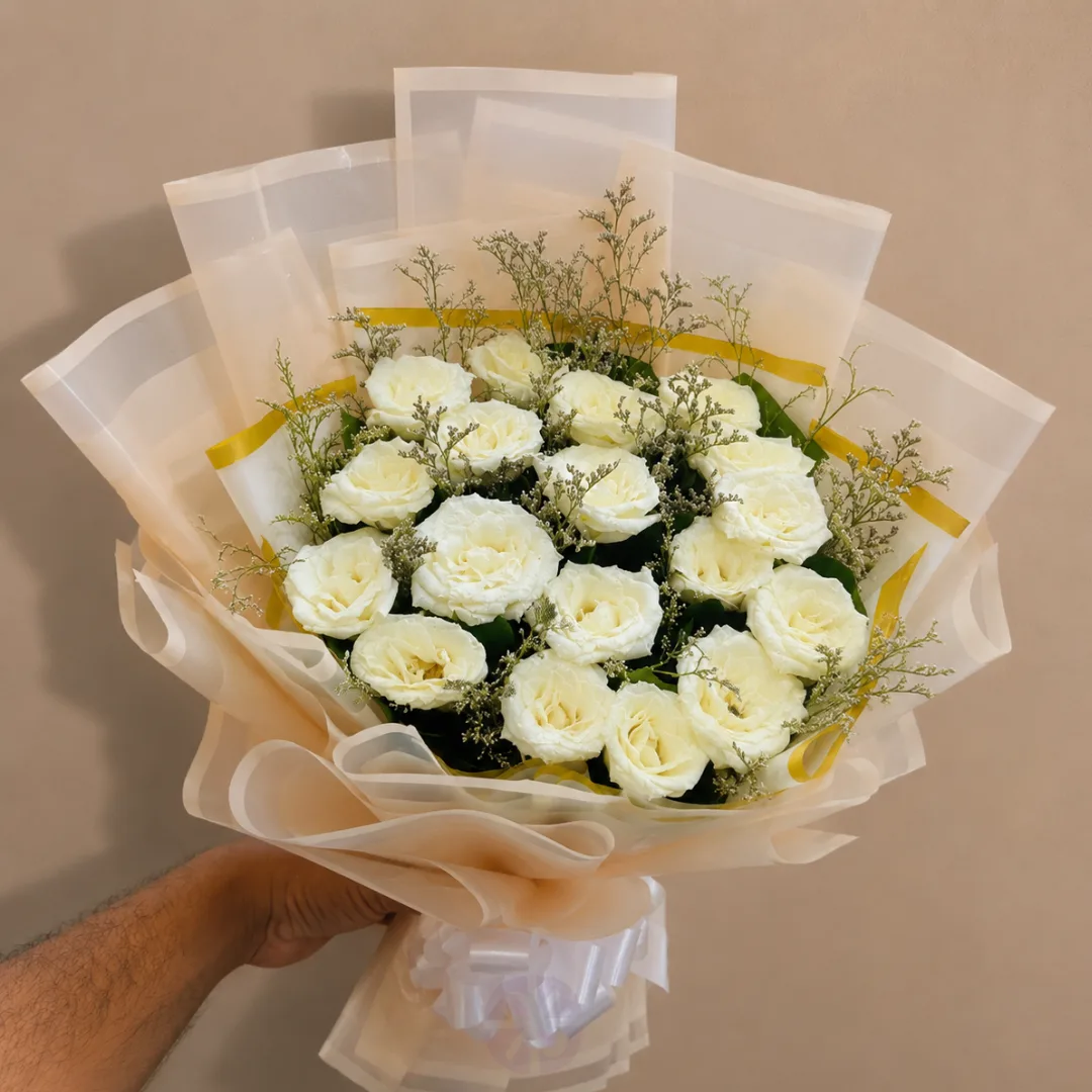 Ivory Elegance White Rose Bouquet